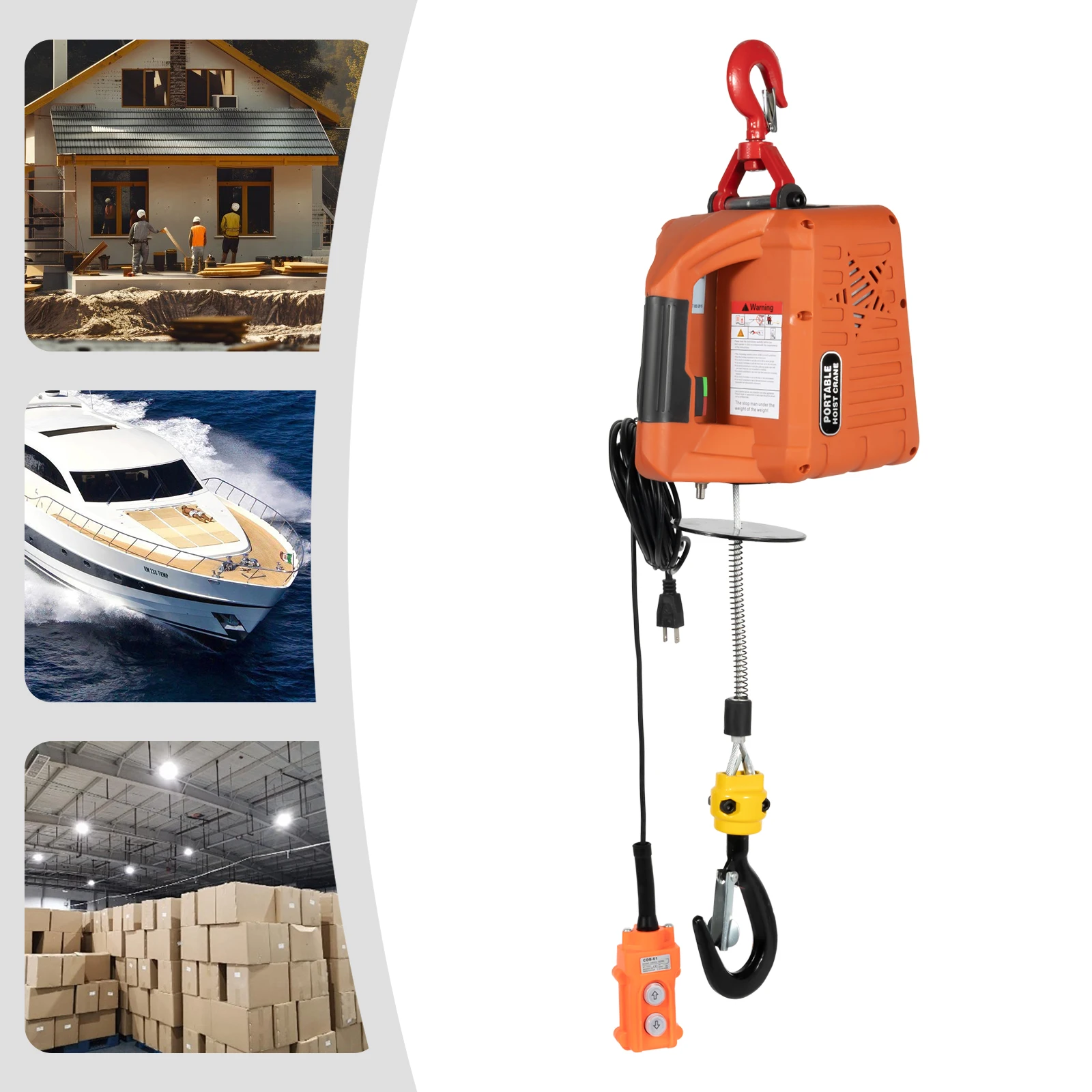 Przenośna wciągnica elektryczna 3 w 1 - Wciągnica elektryczna - Bezprzewodowa wciągnica elektryczna z pilotem - 440/660/1100 lbs do podnoszenia