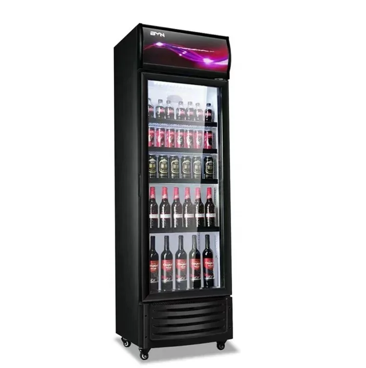 

for 300L Glass Door Supermarket Refrigerator Beverage Cabinet Commercial Freezer Display Upright Chiller