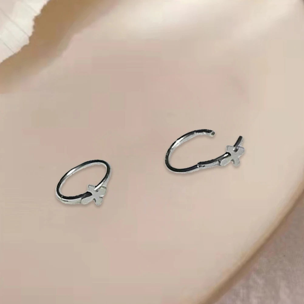 1Pc Cross Heart Shape Fake Labret Lip Ring Septum Rings C Clip Lip Clip Cuff Ring Fake Piercing Women Body Jewelry Non-Pierced