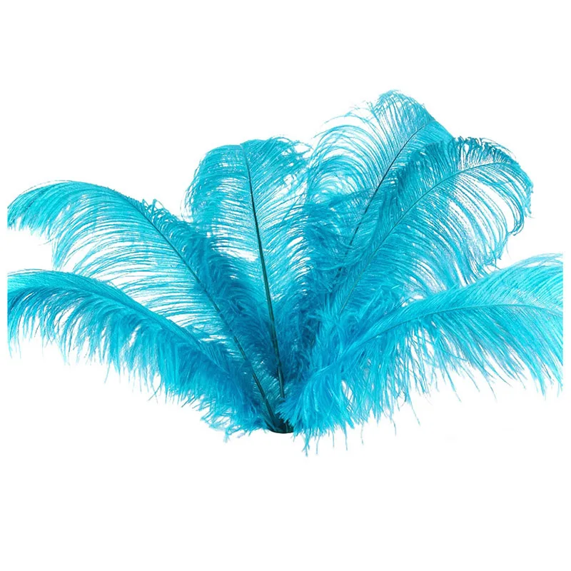 10 pcs Natural Ostrich Feathers Wedding Decoration Lake blue 20-25cm