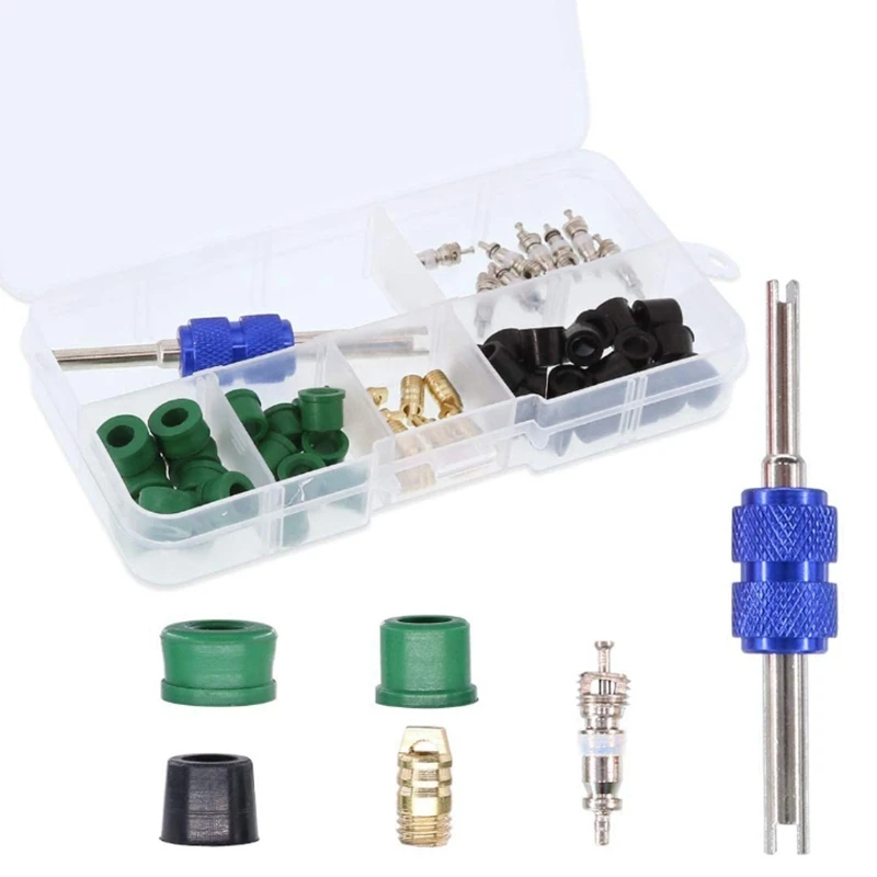 142Pcs A/C Air Conditioning Valve Core R12 R134A Refrigeration Valve Core R12 / R134A AC Master Valve Core Repair Kit