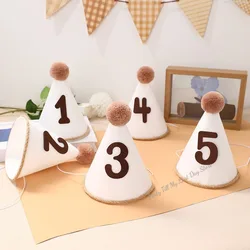 1Pc INS Kids Birthday Hat Non-woven Fabric Number Hats Baby Boys Girls Mini Headband Photo Props Baby Shower Party Decor Caps