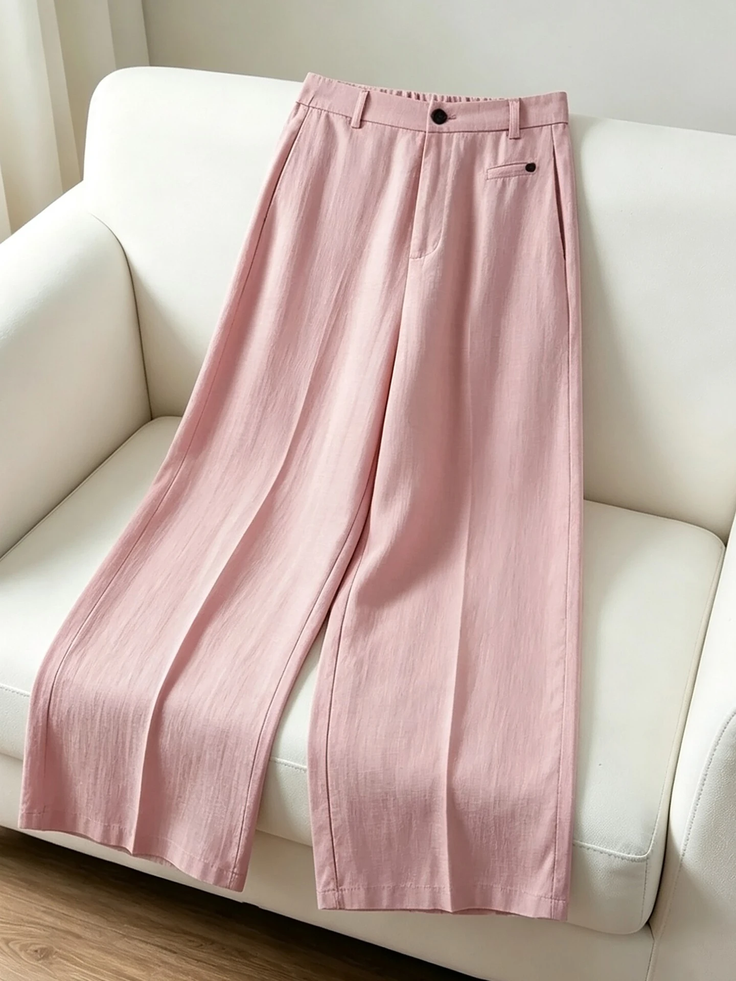 High Waist Loose Fit Casual Wide Leg Pants Women's Summer Thin New Style Small Size High Waist Loose Casual Straight Leg Pants