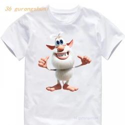 T-shirt d'été blanc pour garçons et filles, vêtements de dessin animé pour enfants, 371 Буба Мультфильм для детей