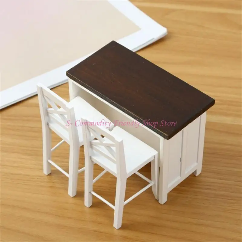 85AE Realistic Dollhouses Furniture Set 1/12 Scale Bar Table and Chair Model Figure
