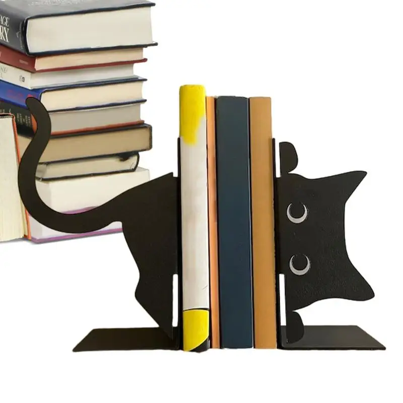 

Metal Animal Bookends 1 Pair Cute Cat Bookends For Heavy Books Black Bookends Creative And Cute Cat Shape Desktop Organizer