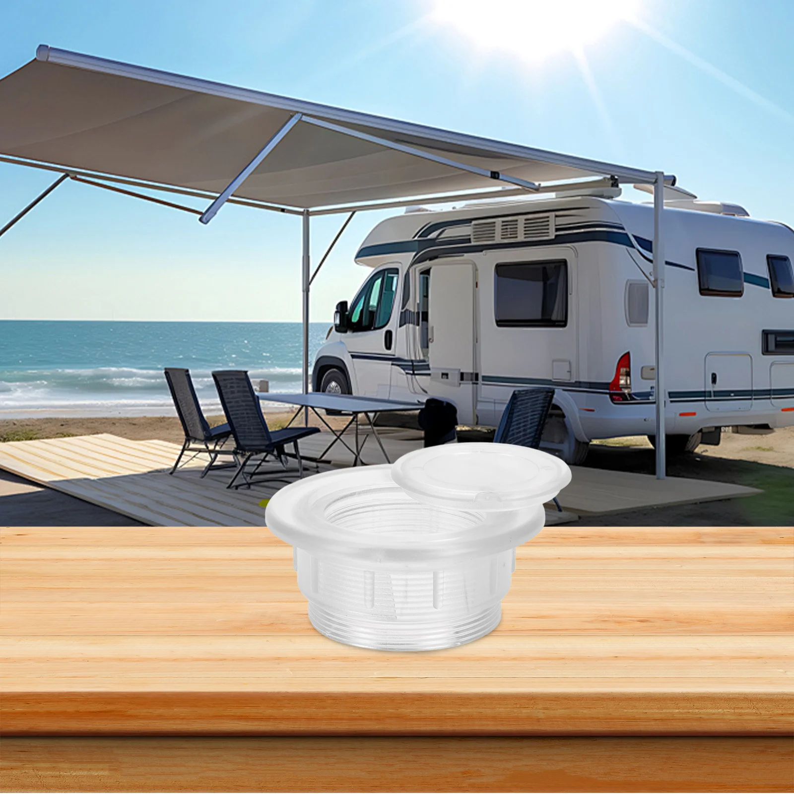 Juego de anillos y tapas con orificio para sombrilla de mesa de Patio, repuesto de inserción de orificio para sombrilla de Patio exterior de plástico transparente negro de 1,63 pulgadas