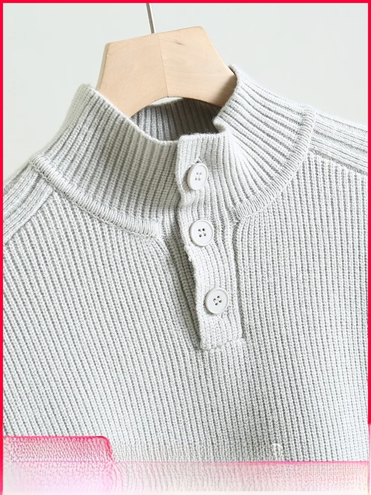 

Men's Thiened Warm High Collar Knitted Sweater Tee Button Lazy Sle Autumn Winter New Arrival Faion Urban Casual Polye...