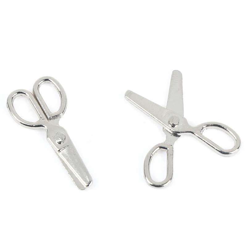 Mini Metal Scissors Miniature Dollhouse, Dolls House Furniture, 1:12 Decor, 2Pcs