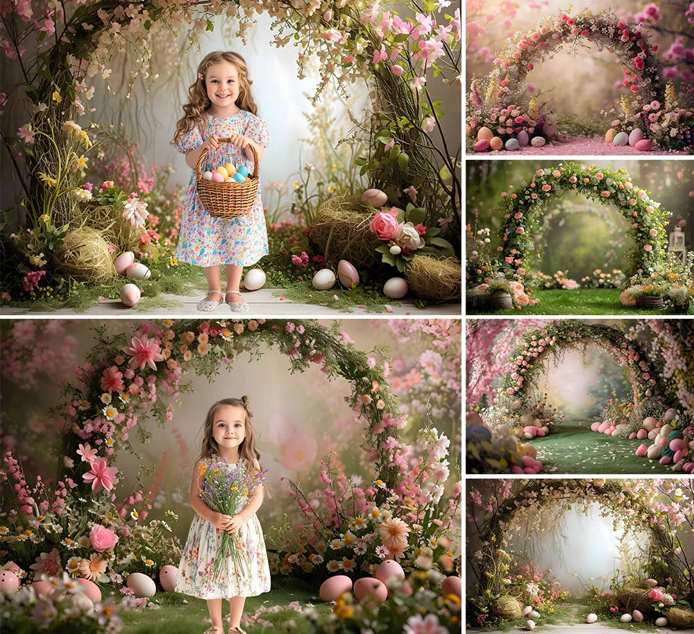 

Mehofond Photography Background Spring Easter Eggs Arch Flowers Garden Child Birthday Party Portrait Decor Backdrop Photo Studio