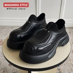 City Walk~Casual Sports Leather Shoes for Men Comfortable Leggings Height Increasing Design Luxury Derby Shoes Black Mules shoes