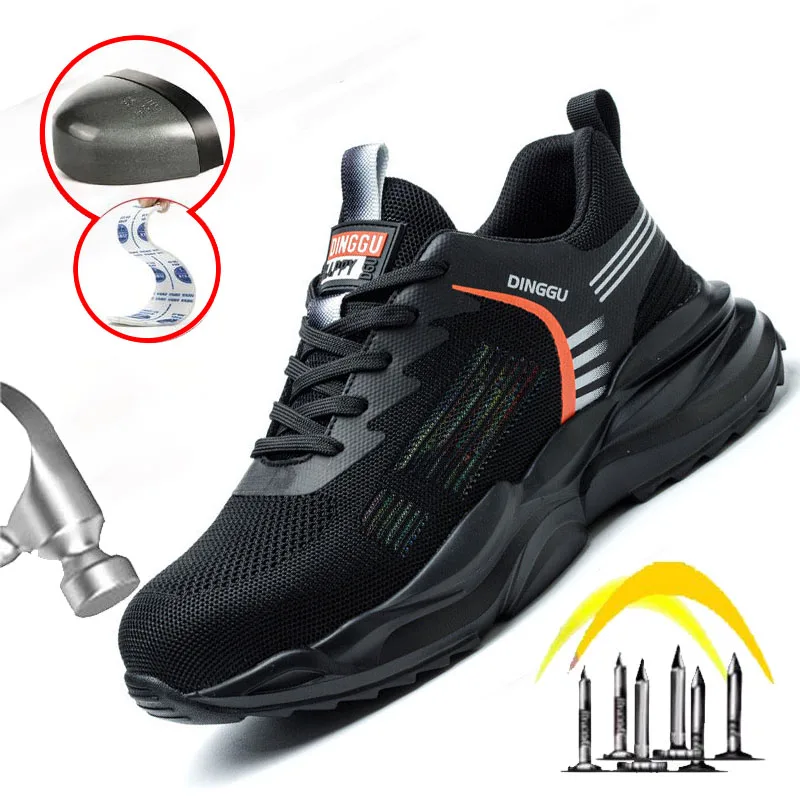 

Lightweight Work Safety Shoes for Men EVA Foam Rubber Sole Shoes Fashion Breathable Sneakers Anti Smashing Anti Piercing