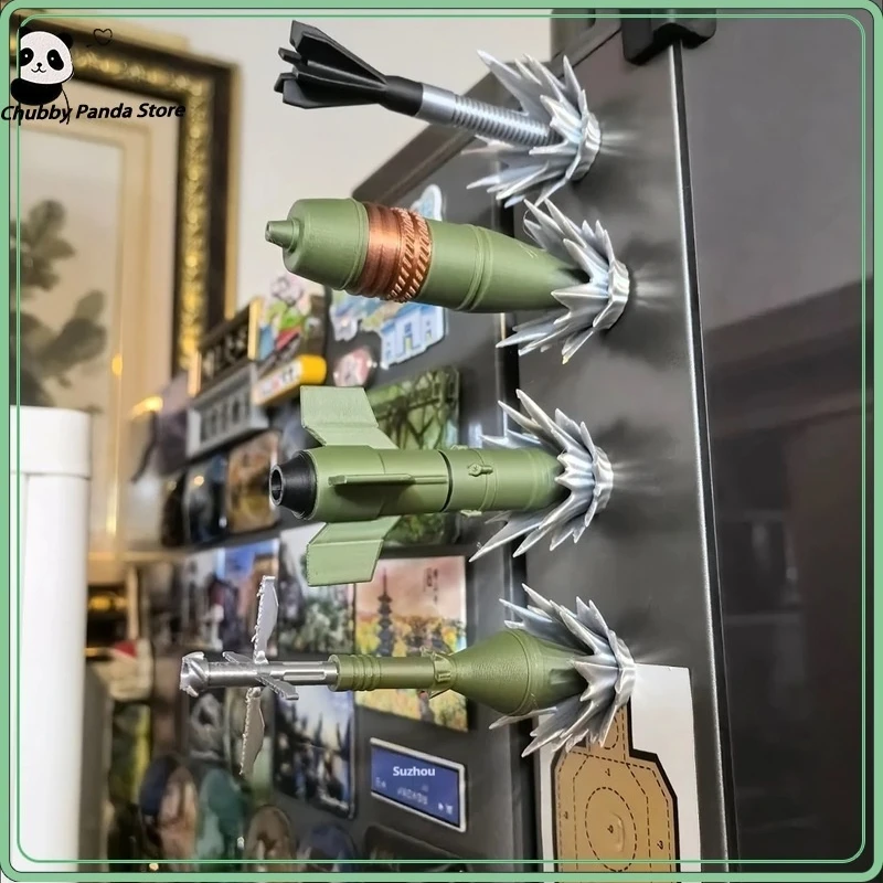 Arma antitanque en miniatura, imanes para nevera, impresión 3D, trueno de guerra simulado, ensamblaje Cultural para entusiastas militares, regalos para hombres