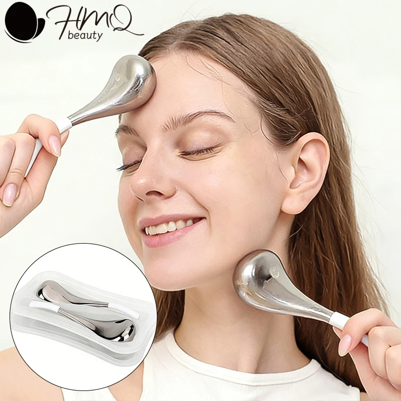 

Ледяные шары для массажа лица, ложка-массажер из нержавеющей стали, массажный шарик Ice Wave с коробкой, крио-стик для лица, охлаждающие спа-инструменты для массажа