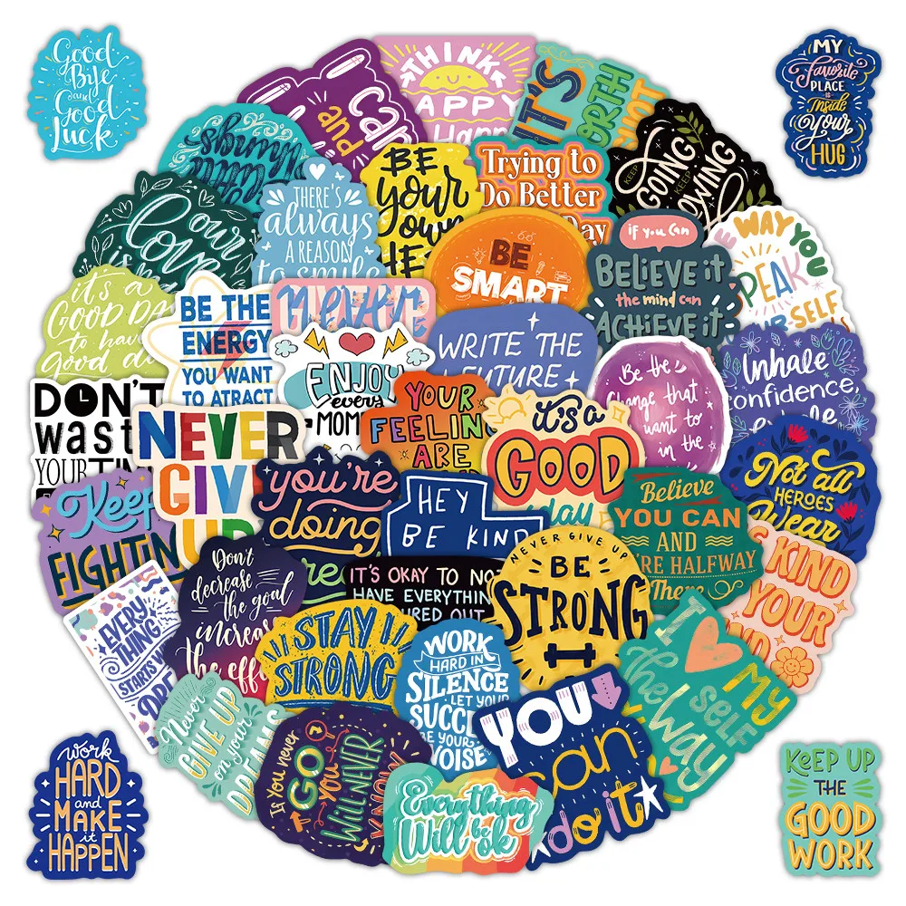 52 Pieces Inspirational English Quote Stickers - Motivational Decor Decals for Handbooks, Laptop Skins  Giajar Sticker Store