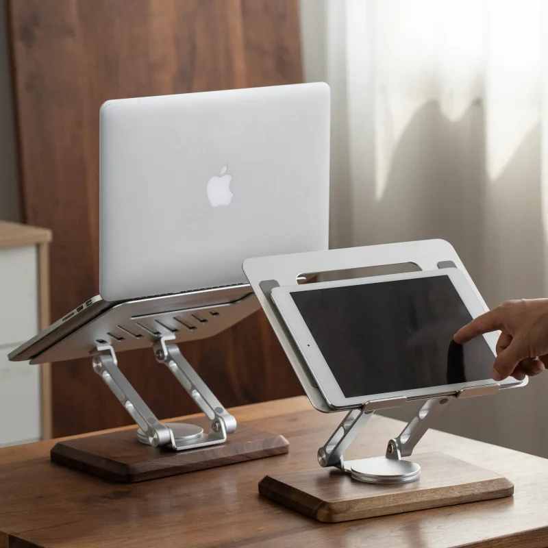 

Rotatable Laptop Stand Wooden Vertical Folding Heightening Bracket Portable iPad Stand To Fast Heat Dissipation Tablet Holder