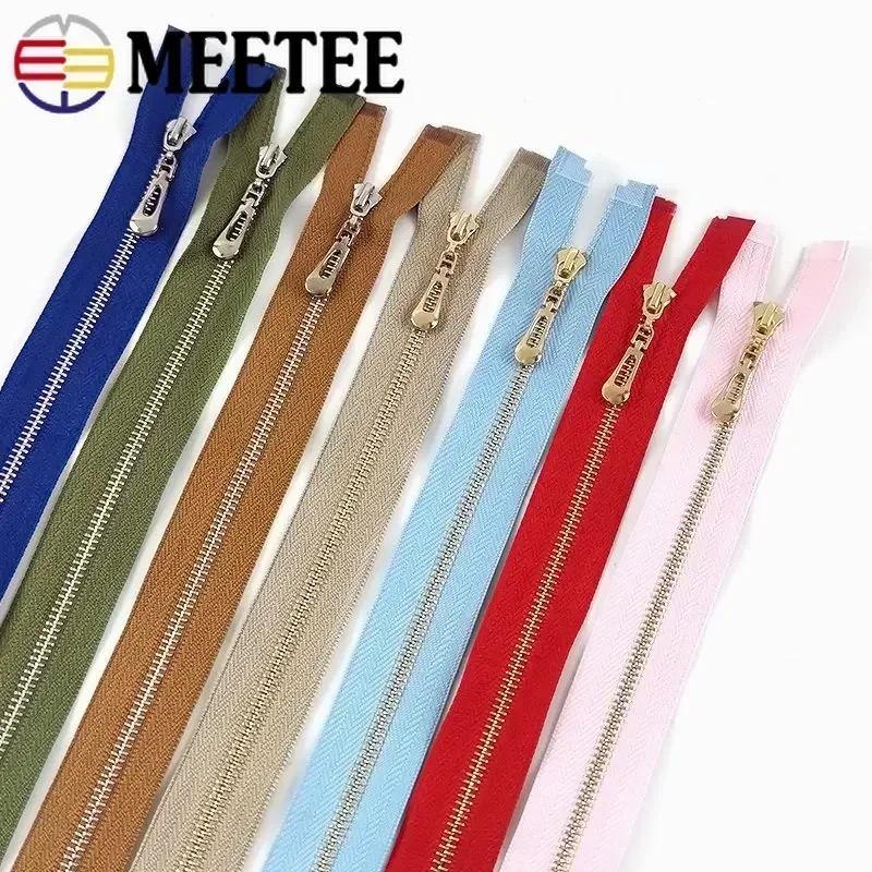 5Pcs Meetee 3# 15-70cm Metal Zippers Coat Pocket Zipper Closure Decoration Zip for Clothes Replacement Zipper Sewing Accessories