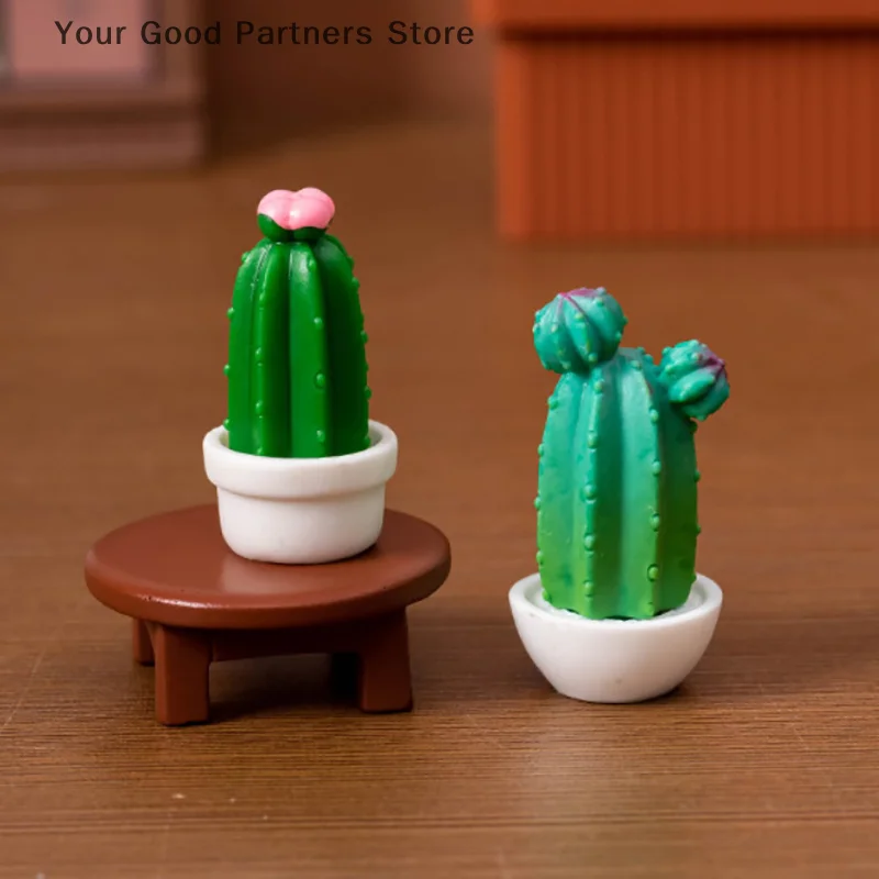 Mini Cactus Figurines Ornaments Cactus Bonsai Decor Micro Landscape Decor Plant Bonsai Potted Succulent Statue Desktop Ornaments