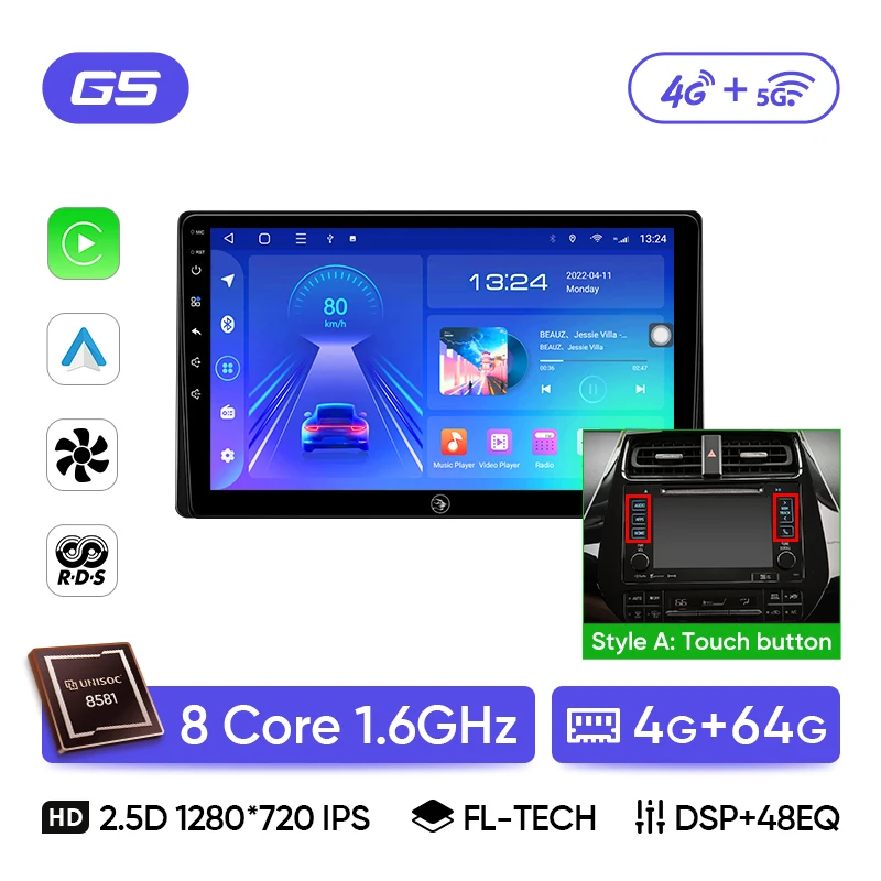 Ainavi Autoradio Voor Toyota Prius 2015 2016 2017 2018 2019 2020 XW50 Draadloze Carplay Android Auto 4G HD IPS Auto Multimedia HDMI
