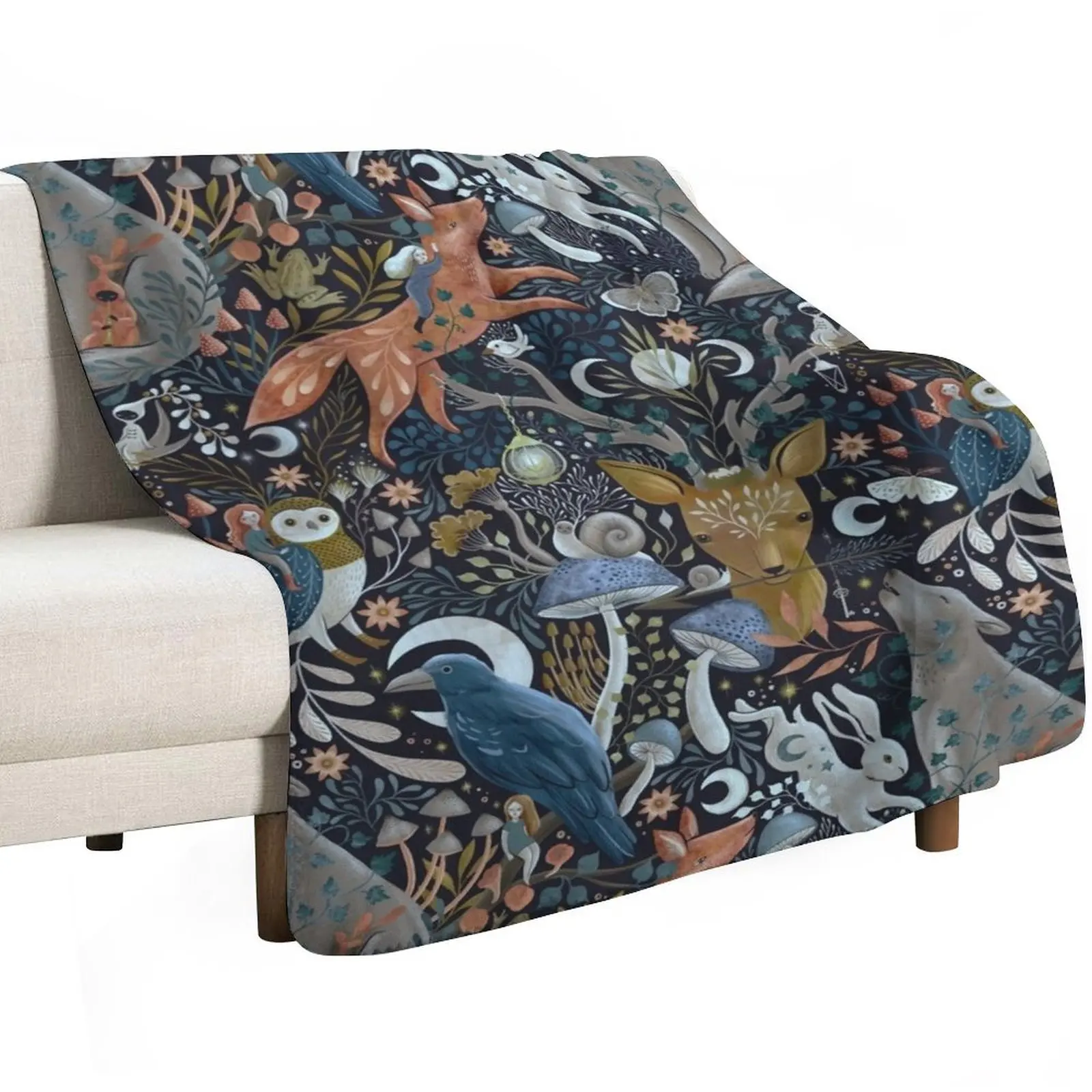 whimsical gothic pattern Throw Blanket Plush For Sofa Thin for winter Flannels Hairys halloween Blankets