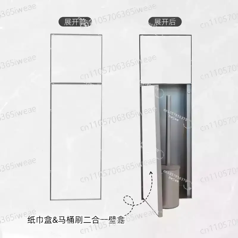 Hidden stainless steel niche toilet with embedded toilet brush