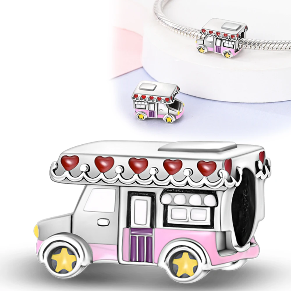 Silver Colour Travelling caravan beading Fit Pandora Charms Silver Colour Original Bracelet for Jewelry Making