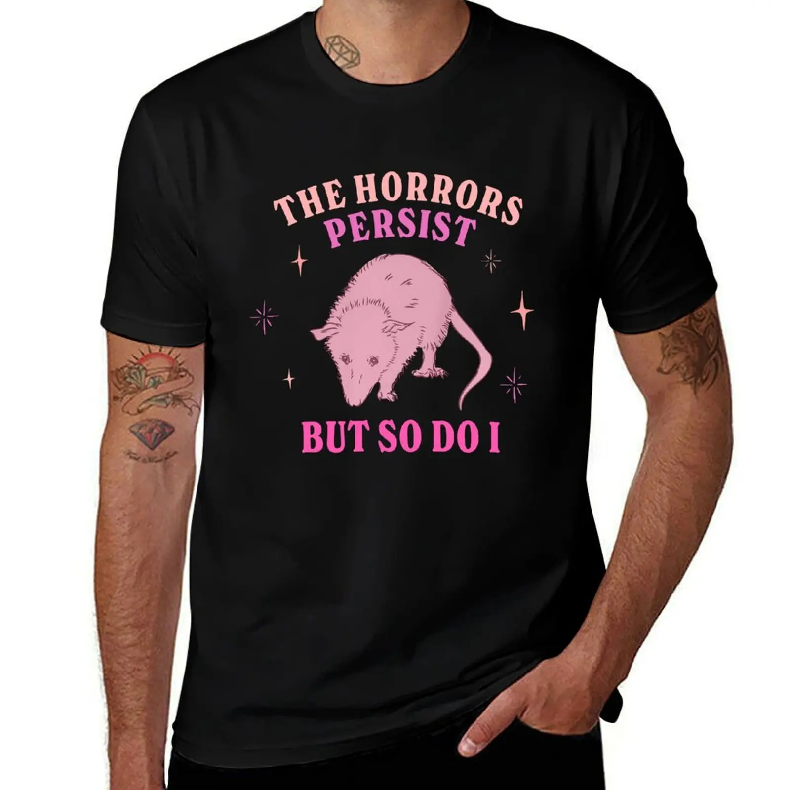 The Horrors Persist But So Do I Possum T-Shirt Moisture Wicking Athletic T-Shirt