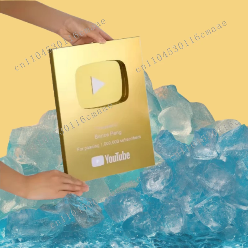 Custom Name Play Button, Silver, Gold Medal, Wall Decor, Internet Celebrity Wall Decoration Network Celebrity
