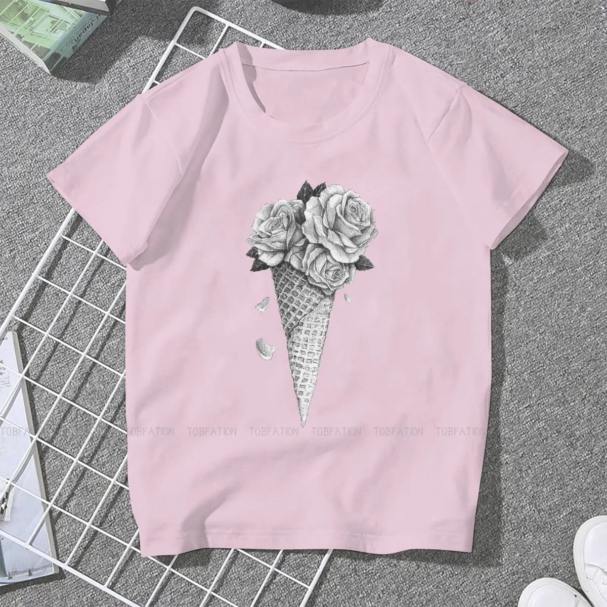 Ice Cream Roses Special TShirt for Girl Foodies 4XL Hip Hop Graphic  T Shirt Stuff