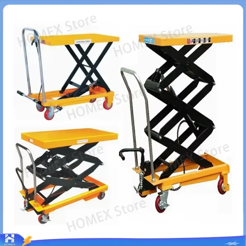 Manual Hydraulic Lift Table Trolley with Rollers Heavy Duty Scissor Jack Platform Cart for Warehouse Workshop Garage Lifting