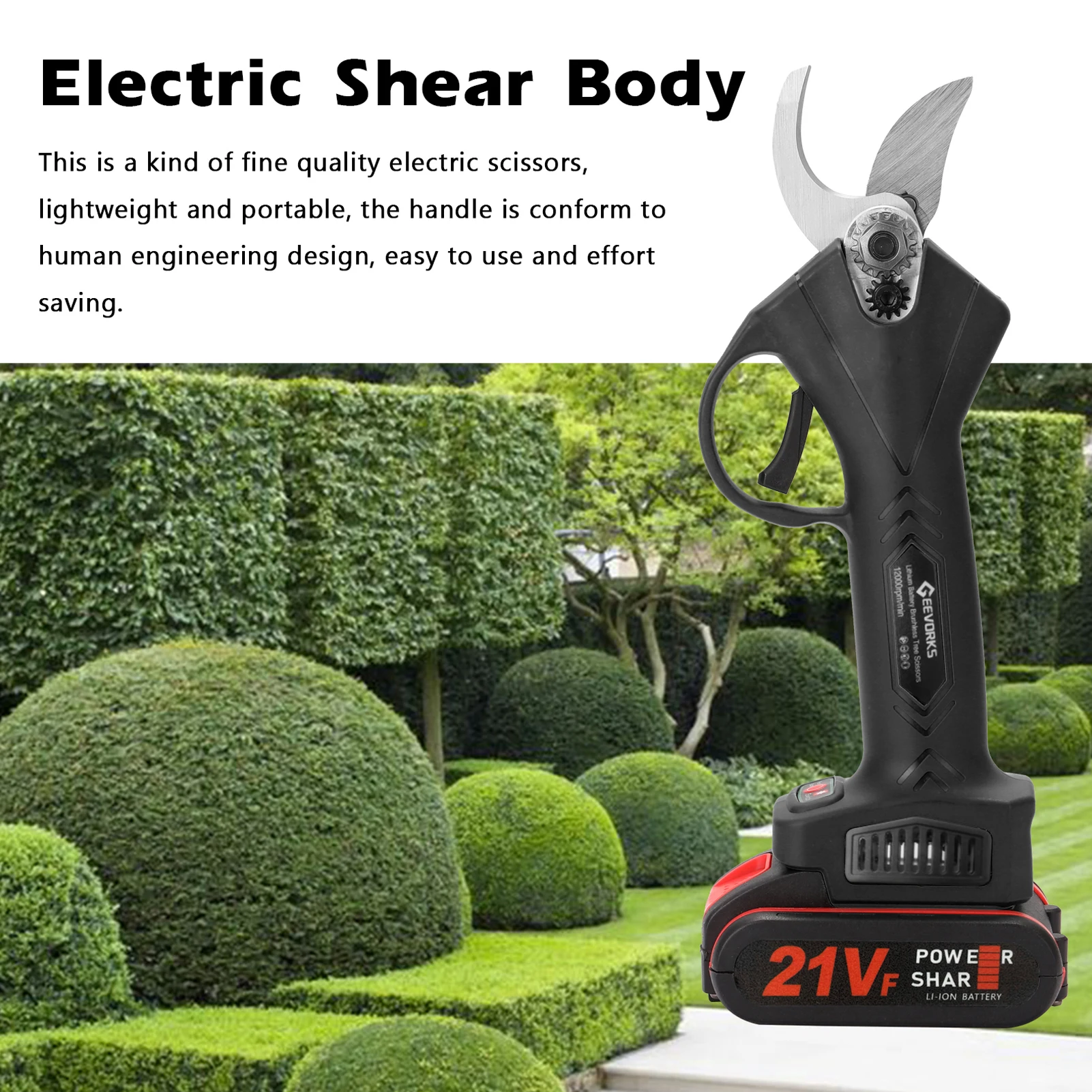 21V Cordless Electric Pruner Pruning Shear Efficient Fruit Tree Bonsai Pruning Branches Cutter Landscaping Tool EU Plug