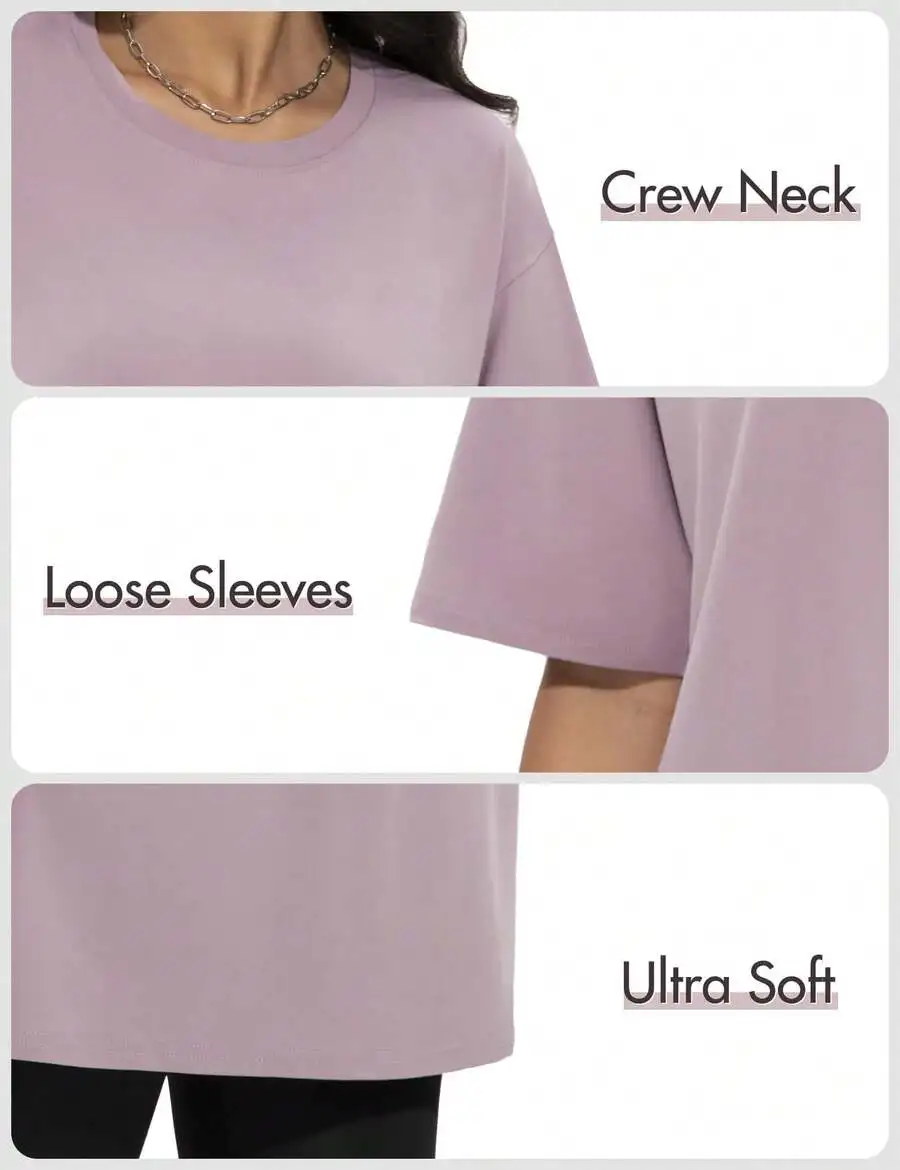 

Plus Size Women Loose Fit Round Neck T Shirt Ultra Soft Summer Top For Yoga Fitness