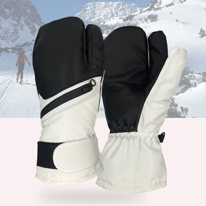 Men Women Teens Winter Warm Skiing Gloves Water Repellent Thickened Warm Touch Screen Five Fingers Mittens for Ski&Snowboard