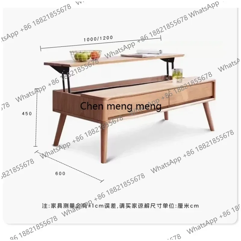 M178 Nordic solid wood lifting coffee table oak coffee table small apartment living room tea table