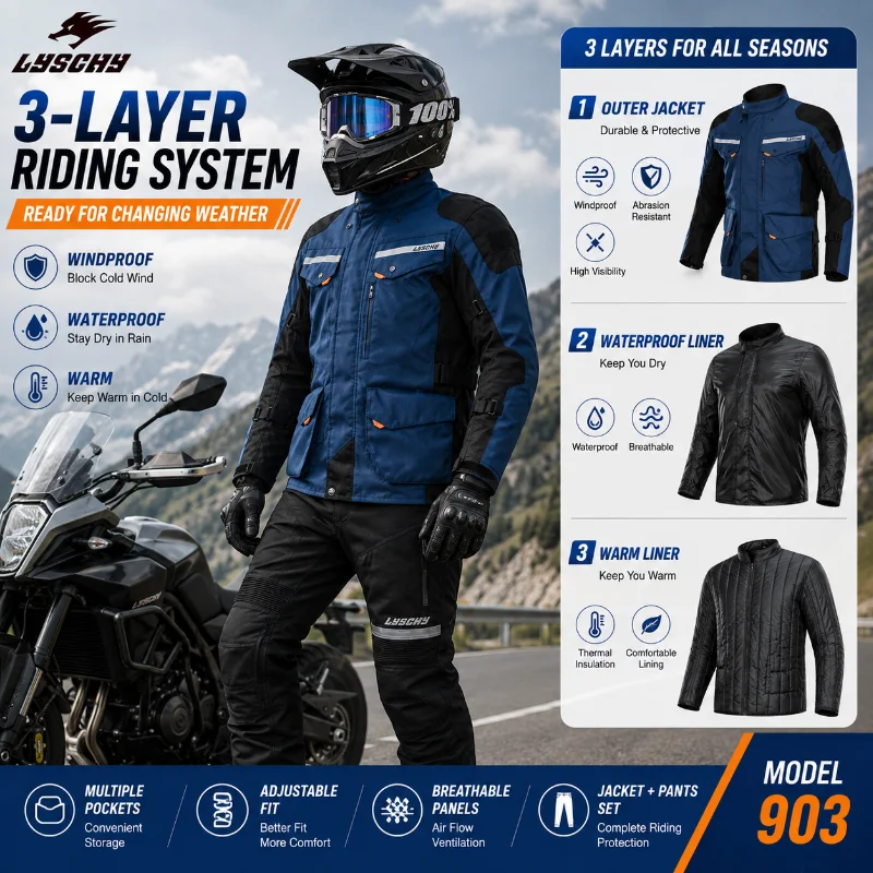 Motorcycle Gear Jacket And Pants - LYSCHY 903 Motorcycle Riding Suit Men