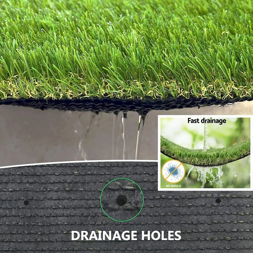 سجادة عشب صناعية واقعية مقاس 4 × 6 قدم عشب للحيوانات الأليفة للاستخدام الداخلي والخارجي مع فتحات تصريف لحديقة الحديقة والشرفة #5