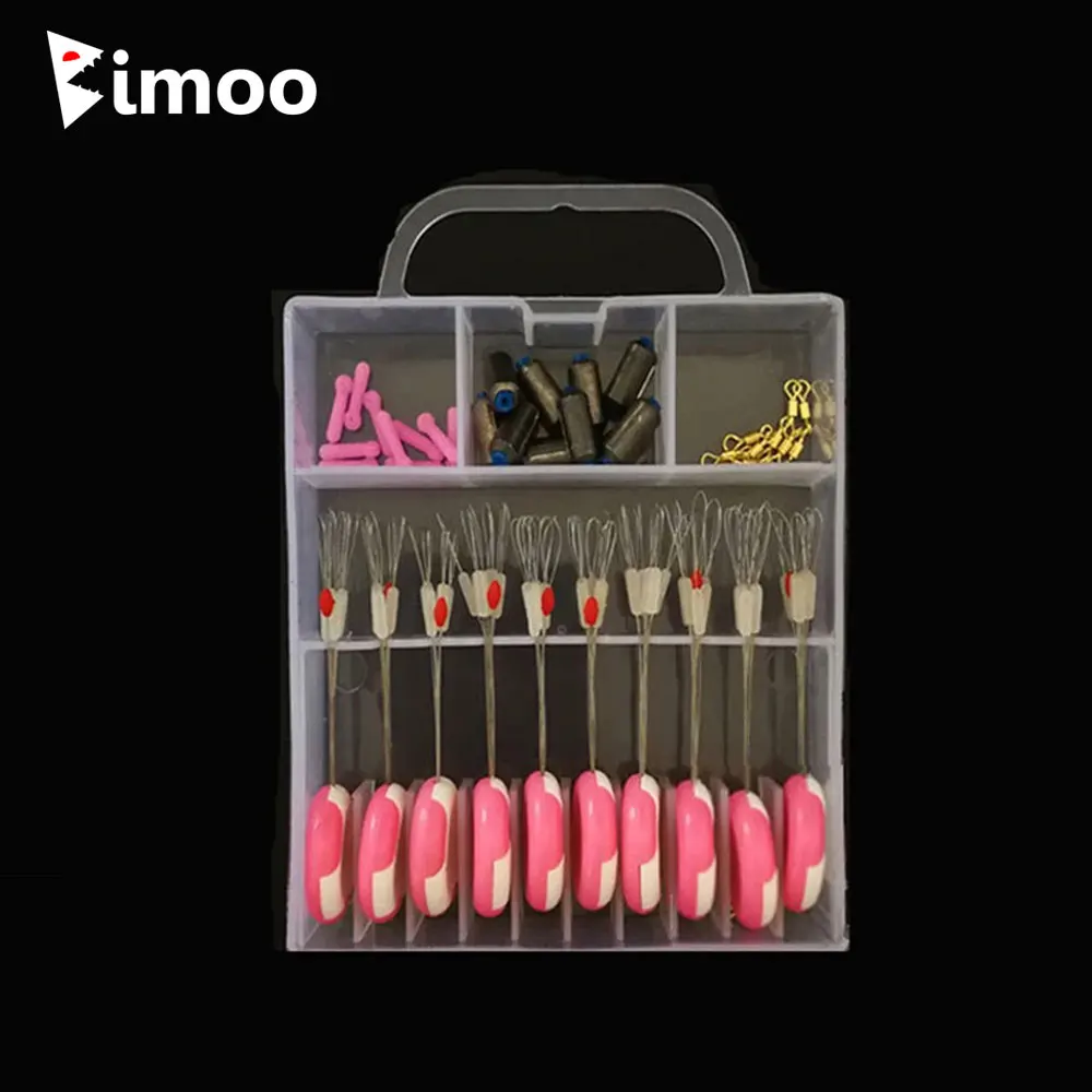 Bimoo 40pcs/set Carp Fishing Accessory Silicone 7+1 Space Bean Set Sinker Floating Seat Metal Connector Fishing Accessory Tackle