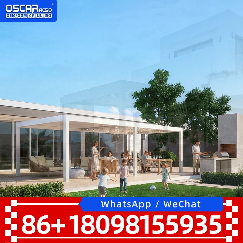 Out Door Sunshade Rainproof Motorized Aluminum Patio Cover for Backyard Poolside Garden pergola