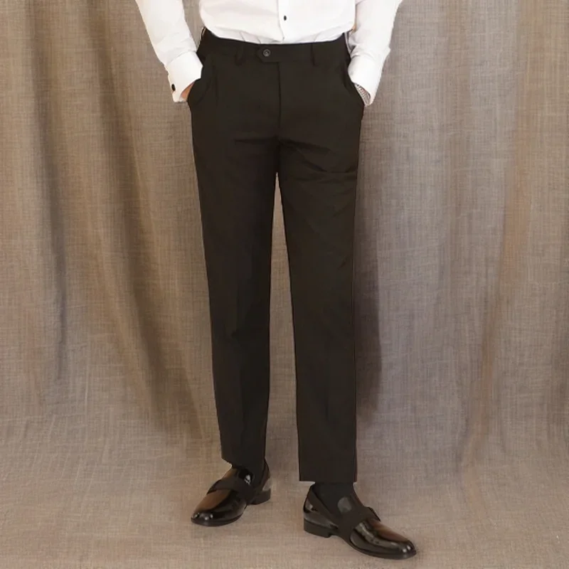 Satin Stripe Suit Pants 1 Piece Slim Fit Black Formal Trousers for Wedding Party Official Business Fashion Pants