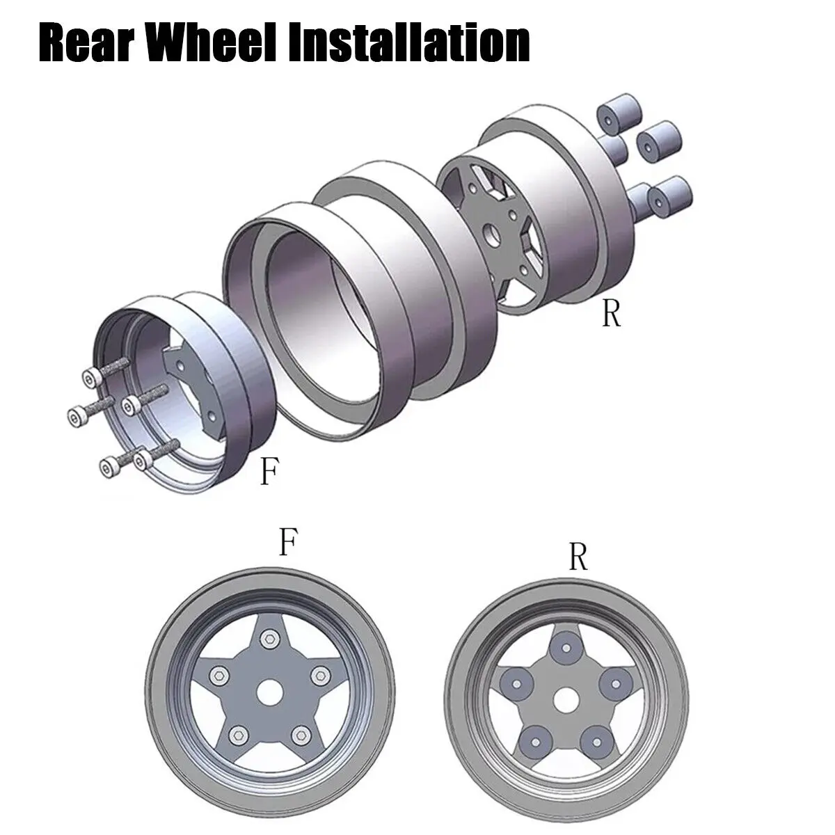 Aluminum Alloy Front Rear Wheels Rim Beadlock for Tamiya Sand Scorcher Frog Grasshopper Super Champ 1/10 Buggy Upgrade Parts