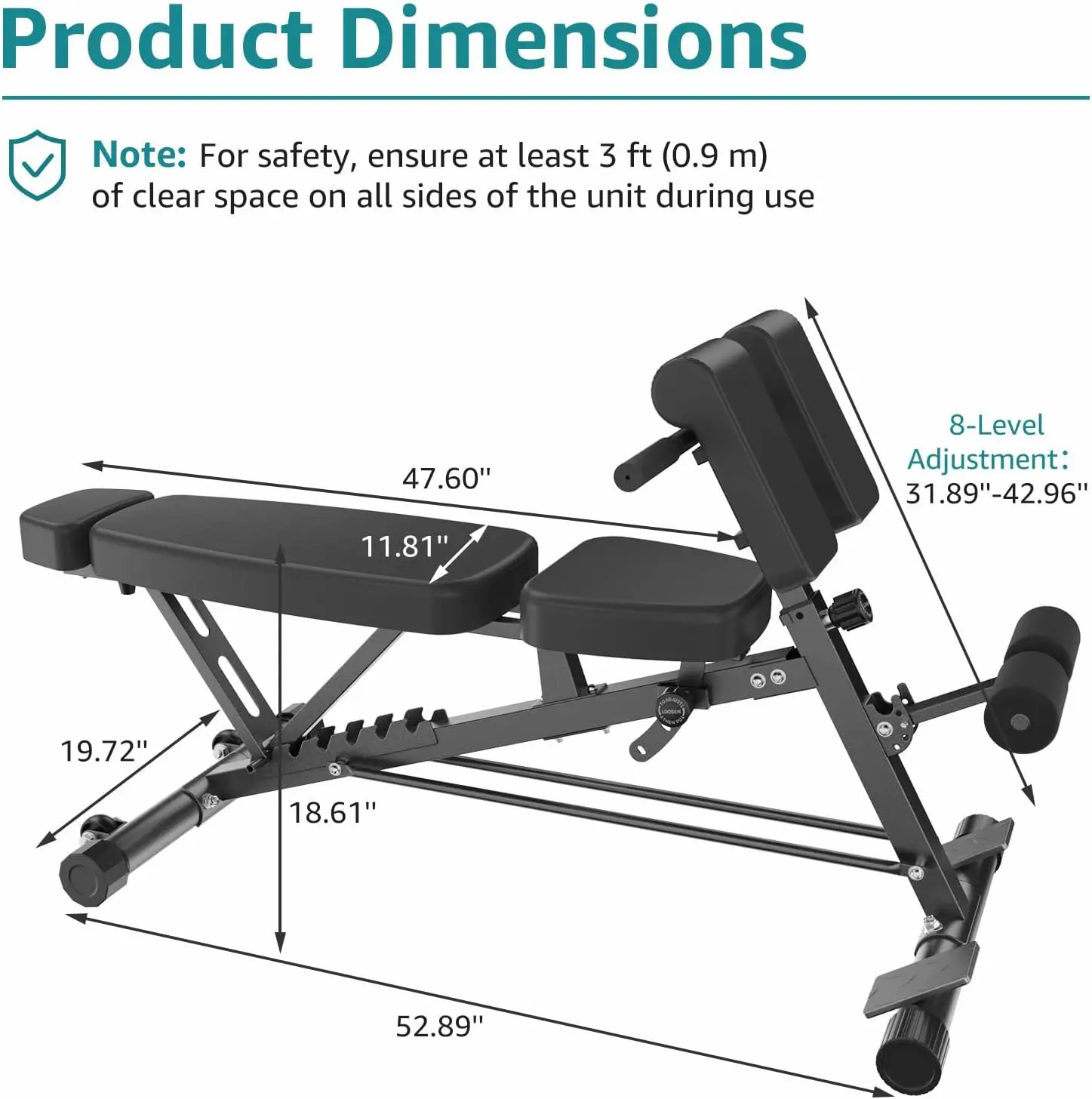 Adjustable Weight Bench 660LBS Foldable Workout Bench Press with Multi-Position for Home Gym