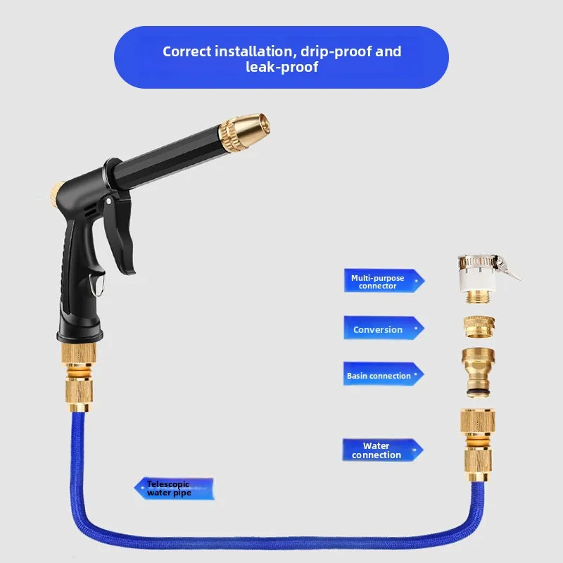 New High Pressure Car Wash Gun Thickened Extended Pole With Copper Plated Nozzle High Water Pressure Sprayer Dual Purpose For Ho