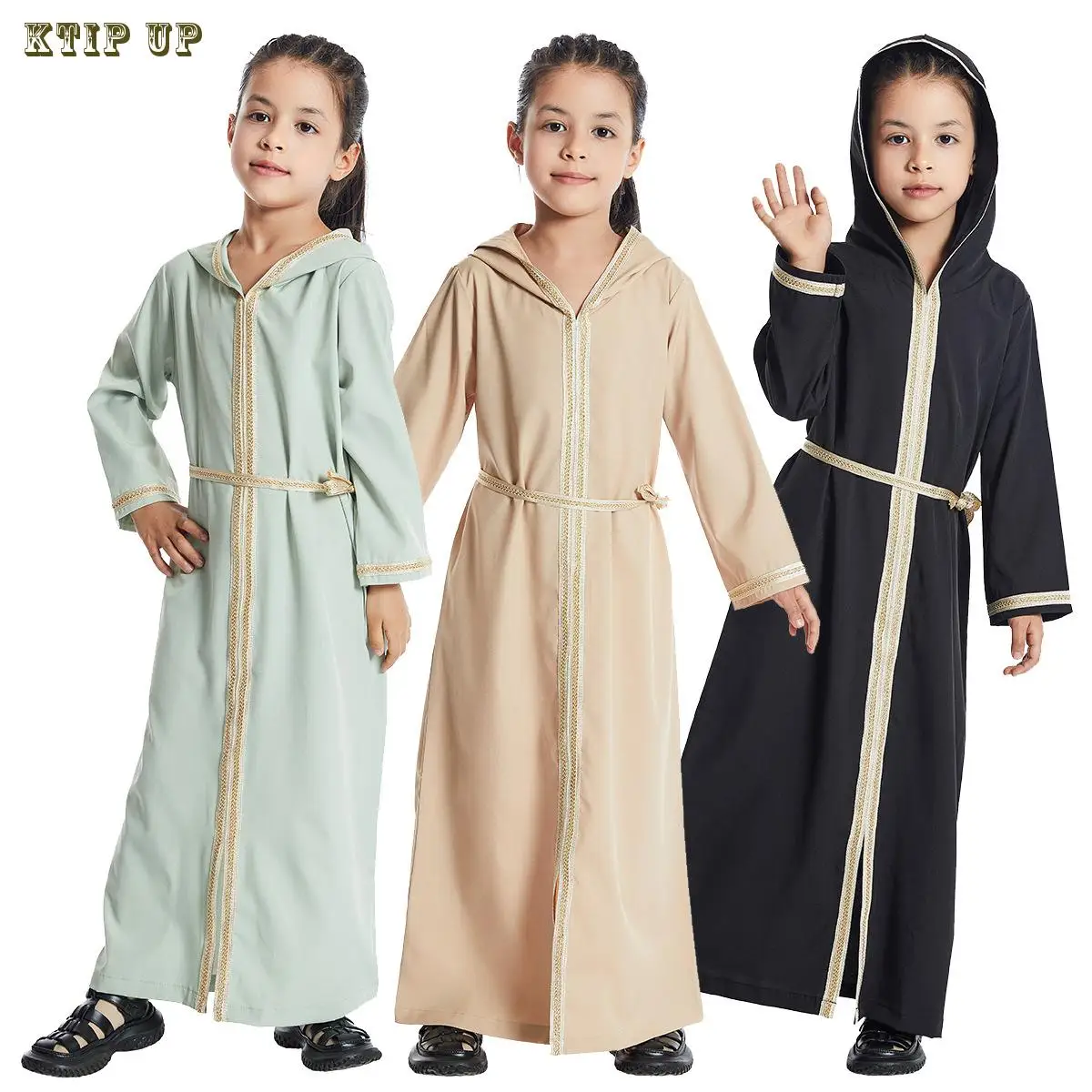 

Ramadan Fashion Casual Girls Kids Muslim Long Dress Islamic Clothing Dubai Abayas Children Eid Ramadan Robe Arab Jilbab Gown