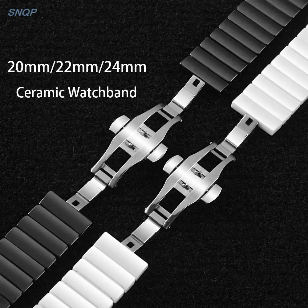 범용 버터플라이 버클 스트랩, 세라믹 시계 밴드, 삼성에 적합한 갤럭시 워치, 액티브 2, 팔찌 벨트, 20mm 22mm 24mm, 42mm 46mm