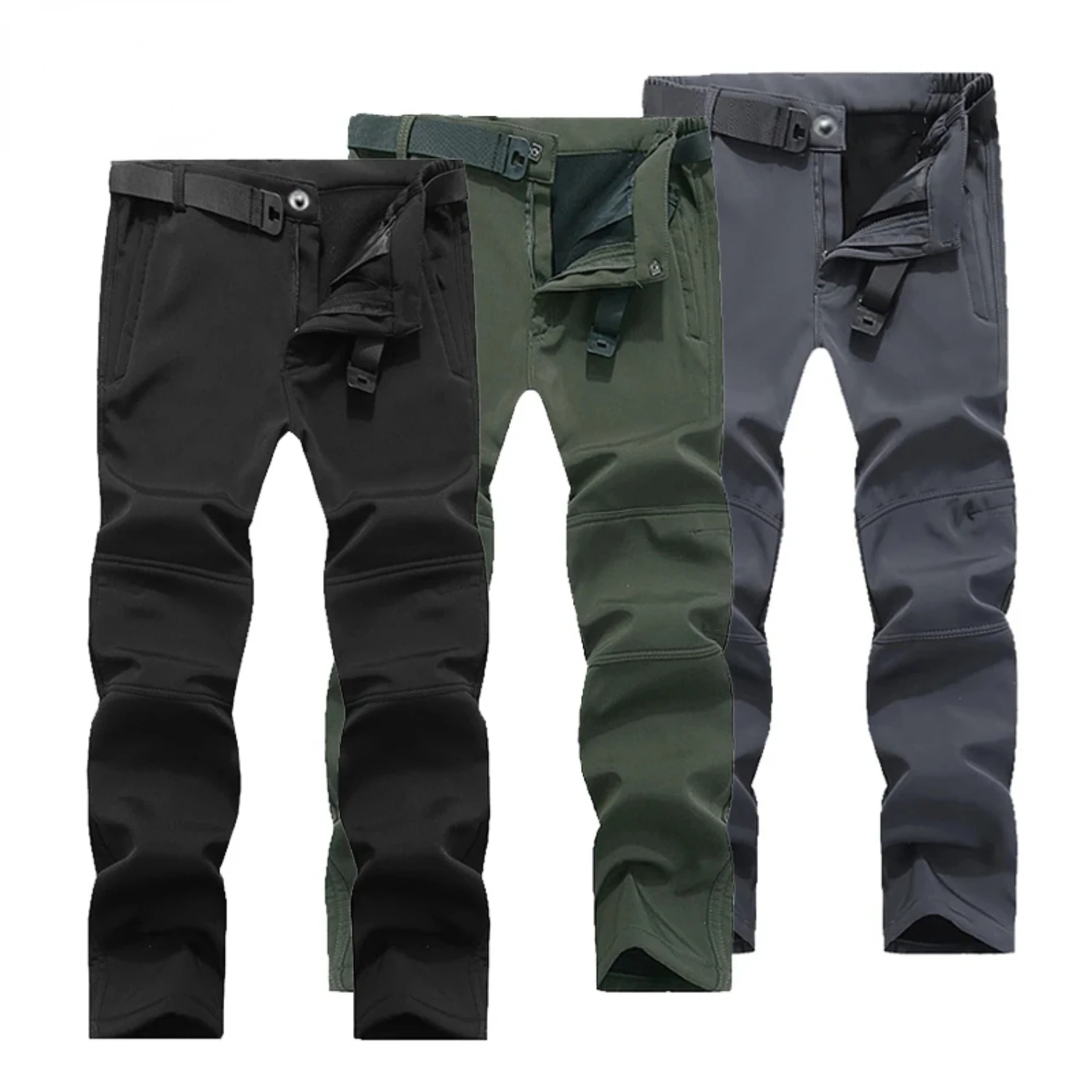 Winter Men Camping Hiking Pants Travel Soft Shell Warm Waterproof Fleece Windproof Outdoor Skiing Trekking Trousers Combat pants