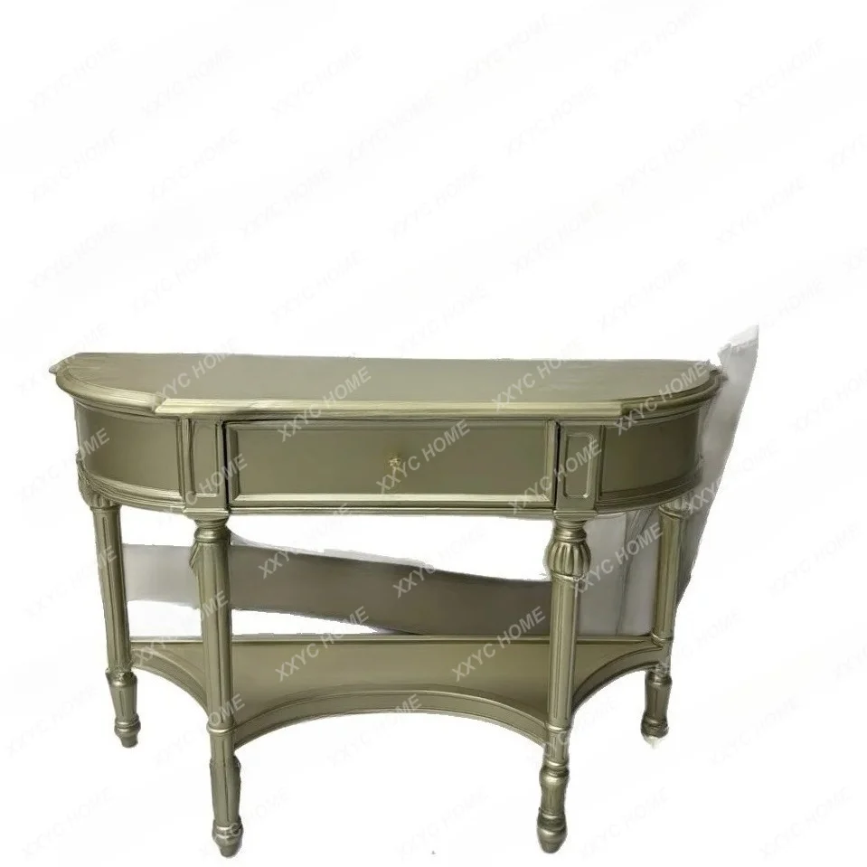

semicircular entrance table entrance corridor light luxury entrance cabinet retro shelf