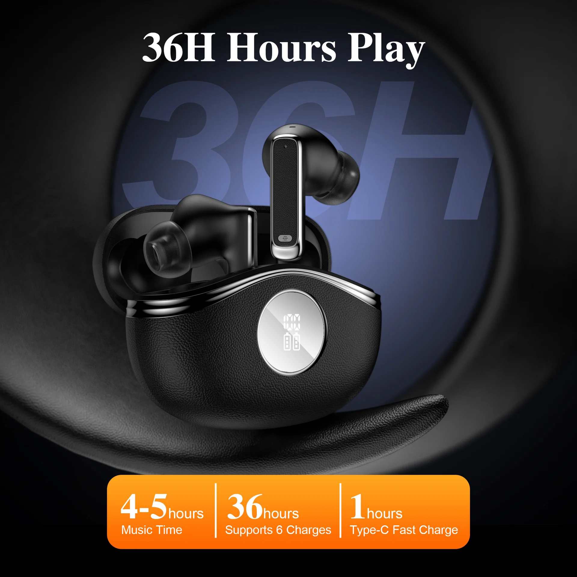 

SW128 wireless Bluetooth headphones: Long-lasting, high-quality digital display Bluetooth headphones
