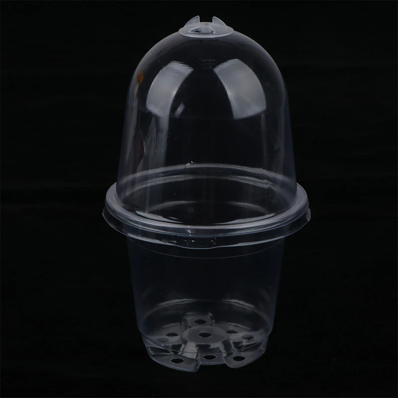 5Pcs Plant Nursery Pot Transparent Pastic Seed Stater Cups with Cover Humidity Dome Tray Transplanting Planter Container