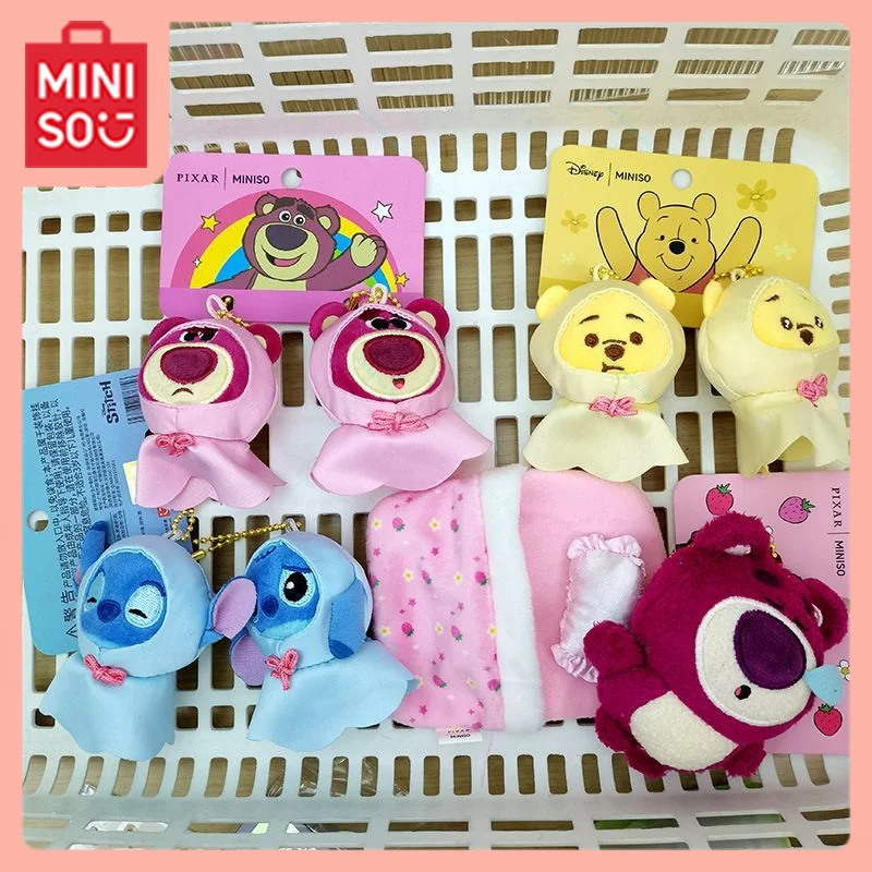 

MINISO Winnie The Pooh Kawaii Anime Chiikawa Cartoon Stitch Strawberry Bear Sweet React in Chain Doll Accessory Lint Sunny Doll