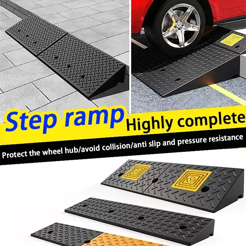 Durable Curb Ramps Car Wheel Driveway Ramps Speed Bump Black Threshold Ramp Yellow Anti-Slip Auto Accessories Bike